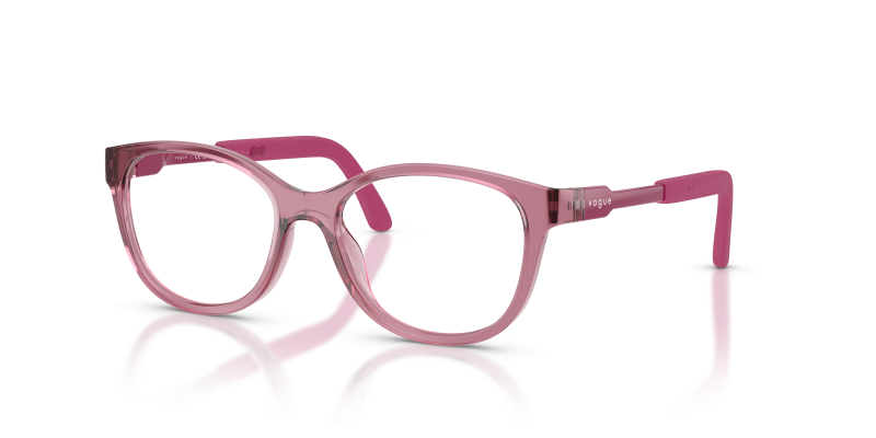 แว่นสายตา Vogue VY2049-2613 มุมเฉียง สีกุหลาบเข้มโปร่งใส สำหรับเด็กผู้หญิง