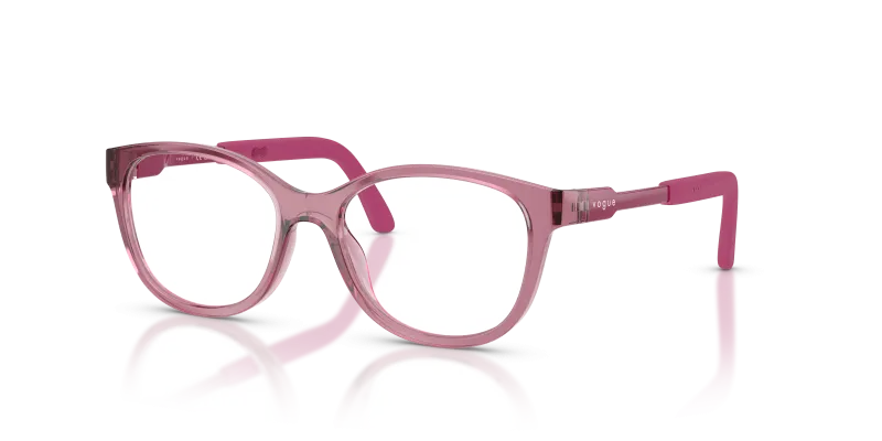 แว่นสายตา Vogue VY2049-2613 มุมเฉียง สีกุหลาบเข้มโปร่งใส สำหรับเด็กผู้หญิง