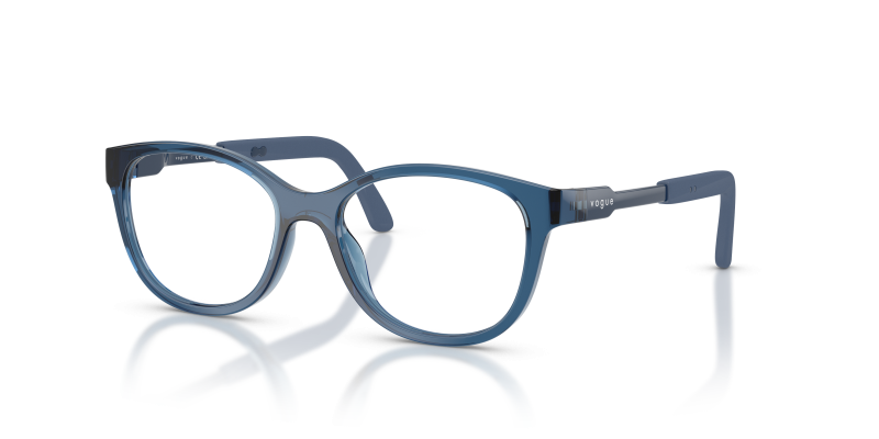 กรอบแว่นสายตา Vogue VY2049-3085 Transparent Light Blue แว่นสายตา Vogue VY2049-3085 มุมเฉียง สีฟ้าอ่อนโปร่งใส สำหรับเด็กผู้หญิง
