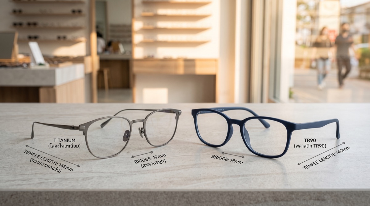 กรอบแว่น Titanium ต่างจาก TR90 ยังไง ใส่สบายและทนต่างกันแค่ไหน eyeglasses featured