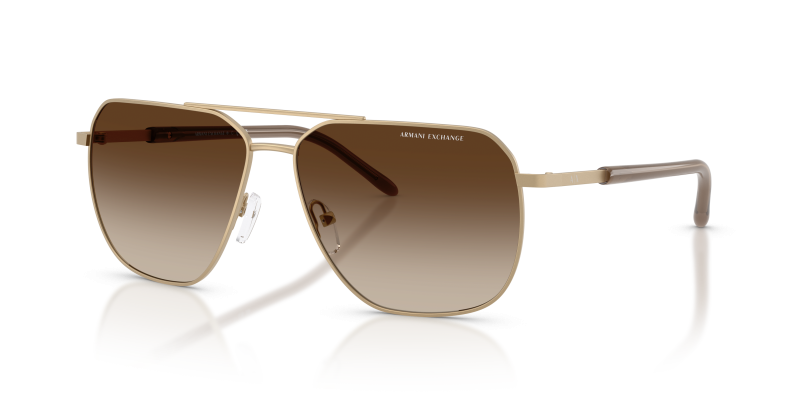 แว่นกันแดด Armani Exchange AX2057S-612113 Matte Pale Gold Brown Gradient แว่นกันแดด Armani Exchange AX2057S-612113 มุมเฉียง สี Matte Pale Gold สำหรับผู้ชาย