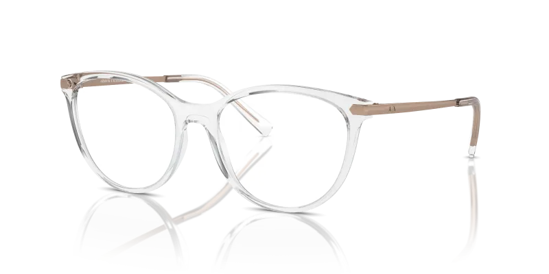 แว่นสายตา Armani Exchange AX3078-8333 มุมเฉียง สีใสประกาย สำหรับผู้หญิง