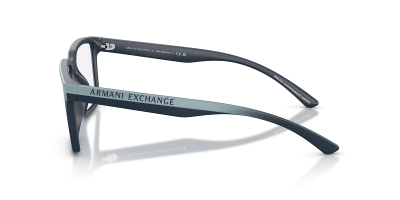 แว่นสายตา Armani Exchange AX3129U-8390 มุมข้าง ขาแว่นไล่ระดับสีน้ำเงินด้าน
