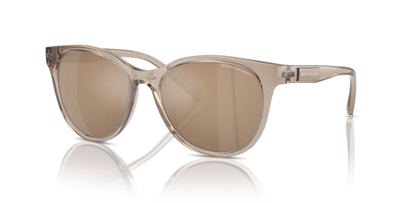 แว่นกันแดด Armani Exchange AX4144SU-83447P มุมเฉียง สีน้ำตาลโปร่งใสประกาย สำหรับผู้หญิง