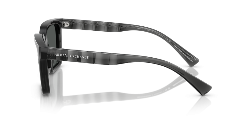 แว่นกันแดด Armani Exchange AX4147SF-835687 มุมข้าง ขาแว่นสีเทาโปร่งใสประกาย