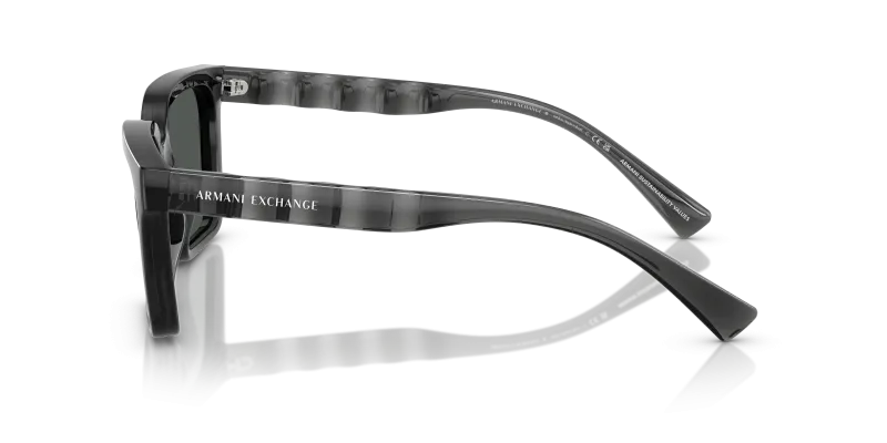 แว่นกันแดด Armani Exchange AX4147SF-835687 มุมข้าง ขาแว่นสีเทาโปร่งใสประกาย