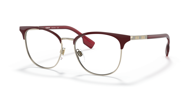 กรอบแว่นสายตา Burberry BE1355-1319 Light Gold Bordeaux แว่นสายตา Burberry BE1355-1319 มุมเฉียง สีทองอ่อน/บอร์โด สำหรับผู้หญิง
