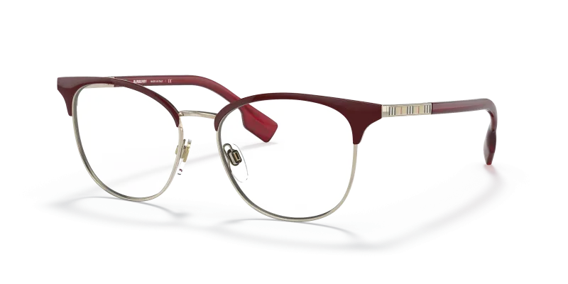 กรอบแว่นสายตา Burberry BE1355-1319 Light Gold Bordeaux แว่นสายตา Burberry BE1355-1319 มุมเฉียง สีทองอ่อน/บอร์โด สำหรับผู้หญิง