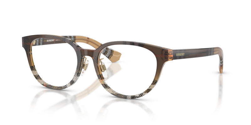 แว่นสายตา Burberry BE2448D-4202 มุมเฉียง สีทรายลายหมากรุก สำหรับผู้หญิง