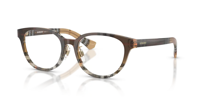 กรอบแว่นสายตา Burberry BE2448D-4202 Check Sand แว่นสายตา Burberry BE2448D-4202 มุมเฉียง สีทรายลายหมากรุก สำหรับผู้หญิง