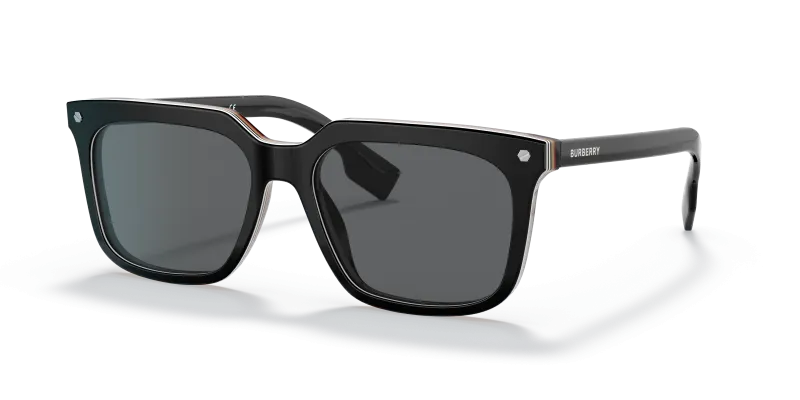 แว่นกันแดด Burberry BE4337F-379887 Black Dark Grey แว่นกันแดด Burberry BE4337F-379887 มุมเฉียง สีดำ สำหรับผู้ชาย