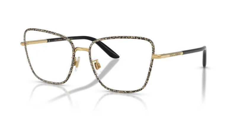 กรอบแว่นสายตา Dolce & Gabbana DG1359-1364 Gold/Leo แว่นสายตา Dolce & Gabbana DG1359-1364 มุมเฉียง สี Gold/Leo สำหรับผู้หญิง