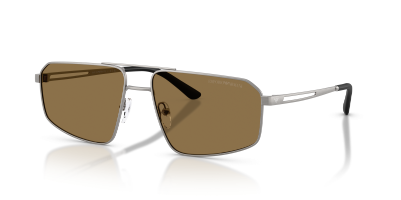 แว่นกันแดด Emporio Armani EA2173-303273 Brushed Matte Gunmetal Dark Brown แว่นกันแดด Emporio Armani EA2173-303273 มุมเฉียง กันเมทัลด้านขัดสี สำหรับผู้ชาย