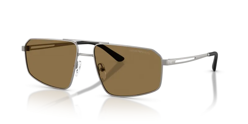 แว่นกันแดด Emporio Armani EA2173-303273 Brushed Matte Gunmetal Dark Brown แว่นกันแดด Emporio Armani EA2173-303273 มุมเฉียง กันเมทัลด้านขัดสี สำหรับผู้ชาย