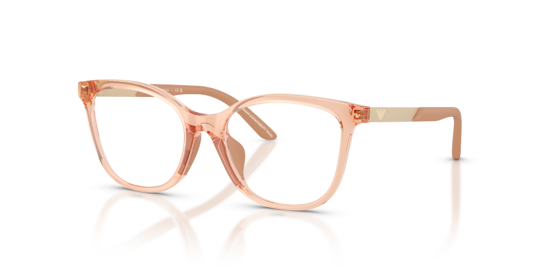 แว่นสายตา Emporio Armani EK3011U-6347 มุมเฉียง สี Shiny Transparent Beige สำหรับเด็กผู้หญิง