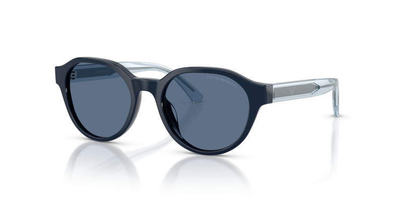 แว่นกันแดด Emporio Armani EK4008U-638280 Shiny Blue Dark Blue แว่นกันแดด Emporio Armani EK4008U-638280 มุมเฉียง สีน้ำเงินประกาย สำหรับเด็กผู้ชาย