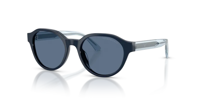 แว่นกันแดด Emporio Armani EK4008U-638280 Shiny Blue Dark Blue แว่นกันแดด Emporio Armani EK4008U-638280 มุมเฉียง สีน้ำเงินประกาย สำหรับเด็กผู้ชาย