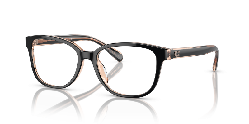กรอบแว่นสายตา Coach HC6224U-5781 Black Transparent Blush แว่นสายตา Coach HC6224U-5781 มุมเฉียง สีดำ/บรัชโปร่งใส สำหรับผู้หญิง