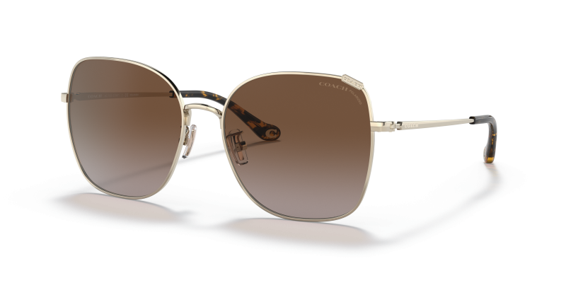 แว่นกันแดด Coach HC7133-9005T5 มุมเฉียง สีทองอ่อนประกาย สำหรับผู้หญิง