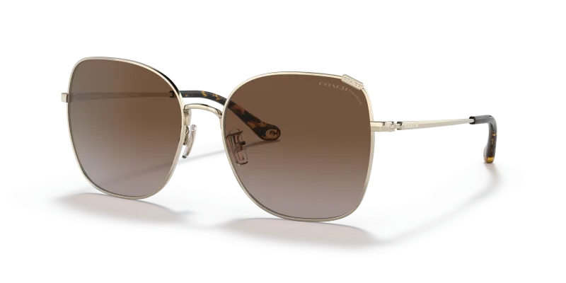แว่นกันแดด Coach HC7133-9005T5 มุมเฉียง สีทองอ่อนประกาย สำหรับผู้หญิง