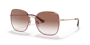 แว่นกันแดด Coach HC7133-94038D มุมเฉียง สี Shiny Rose Gold/Burgundy Front สำหรับผู้หญิง