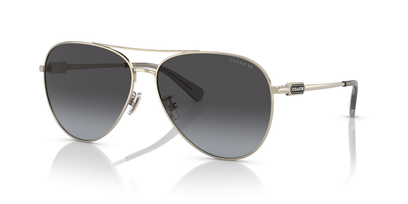 แว่นกันแดด Coach HC7140-90058G Shiny Light Gold Grey Gradient แว่นกันแดด Coach HC7140-90058G มุมเฉียง สีทองอ่อนประกาย สำหรับผู้หญิง