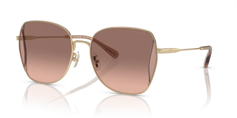 แว่นกันแดด Coach HC7158D-942913 Shiny Light Gold Brown Pink Gradient แว่นกันแดด Coach HC7158D-942913 มุมเฉียง สีทองอ่อนประกาย สำหรับผู้หญิง