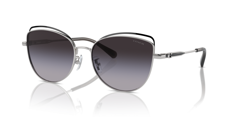 แว่นกันแดด Coach HC7162-90018G มุมเฉียง สีเงินประกาย/ดำ สำหรับผู้หญิง