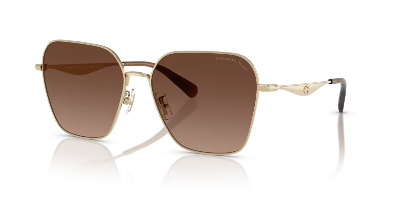 แว่นกันแดด Coach HC7168-9005T5 มุมเฉียง สีทองอ่อนประกาย สำหรับผู้หญิง