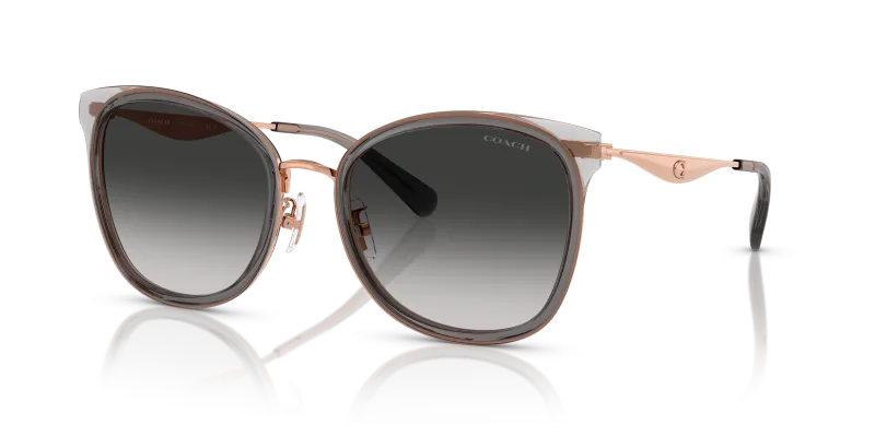 แว่นกันแดด Coach HC7170-94543C Rose Gold Dark Grey Grey Gradient แว่นกันแดด Coach HC7170-94543C มุมเฉียง ทองกุหลาบ/สีเทาเข้ม สำหรับผู้หญิง