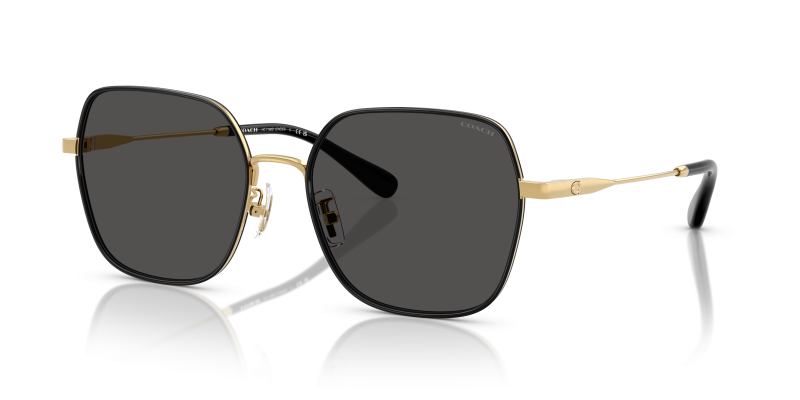 แว่นกันแดด Coach HC7180D-946687 Shiny Gold Black Grey Solid แว่นกันแดด Coach HC7180D-946687 มุมเฉียง สีทองประกาย/ดำ สำหรับผู้หญิง