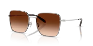 แว่นกันแดด Coach HC7184D-94775M มุมเฉียง สีเงิน/ลายเต่าเข้ม สำหรับผู้หญิง