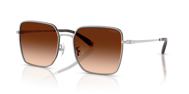 แว่นกันแดด Coach HC7184D-94775M Shiny Silver Dark Tortoise Brown Gradient แว่นกันแดด Coach HC7184D-94775M มุมเฉียง สีเงิน/ลายเต่าเข้ม สำหรับผู้หญิง