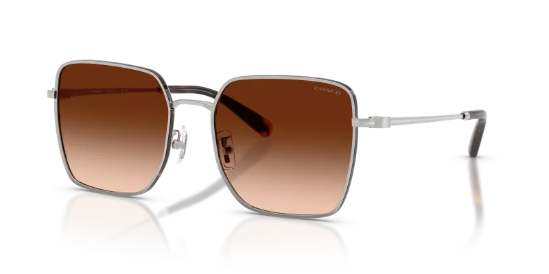 แว่นกันแดด Coach HC7184D-94775M Shiny Silver Dark Tortoise Brown Gradient แว่นกันแดด Coach HC7184D-94775M มุมเฉียง สีเงิน/ลายเต่าเข้ม สำหรับผู้หญิง