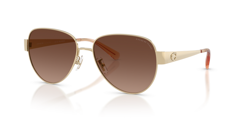 แว่นกันแดด Coach HC7186-900587 มุมเฉียง สีทองอ่อนประกาย สำหรับผู้หญิง