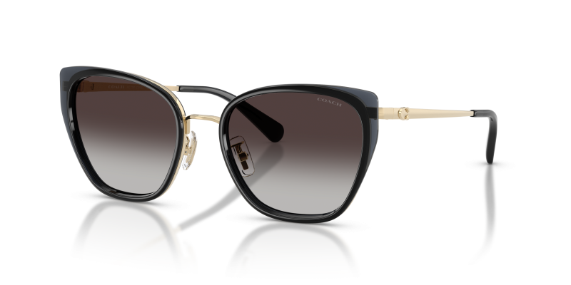 แว่นกันแดด Coach HC7187-94848G มุมเฉียง สี Gold/Smoke สำหรับผู้หญิง