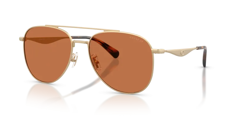 แว่นกันแดด Coach HC7190-900573 Satin Light Gold Amber Solid แว่นกันแดด Coach HC7190-900573 มุมเฉียง สี Satin Light Gold สำหรับผู้ชาย
