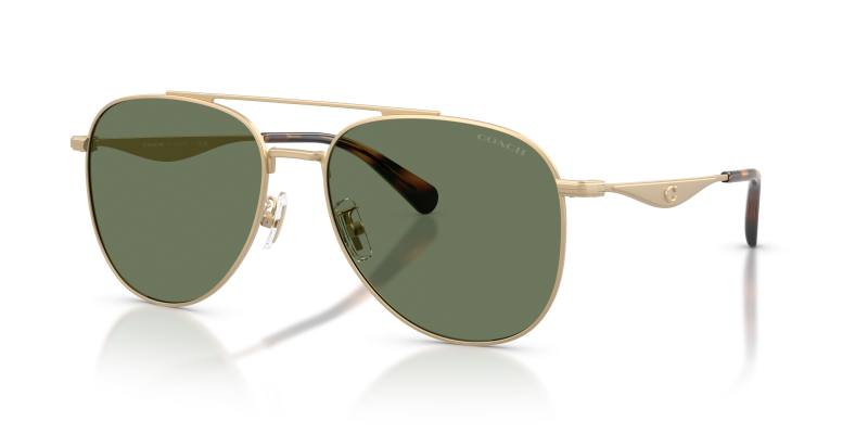 แว่นกันแดด Coach HC7190-900582 Satin Light Gold Green Solid แว่นกันแดด Coach HC7190-900582 มุมเฉียง สี Satin Light Gold สำหรับผู้ชาย