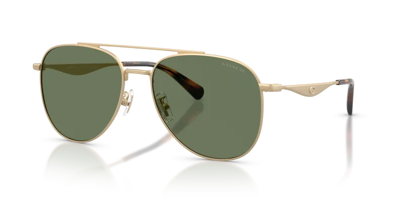 แว่นกันแดด Coach HC7190-900582 Satin Light Gold Green Solid แว่นกันแดด Coach HC7190-900582 มุมเฉียง สี Satin Light Gold สำหรับผู้ชาย