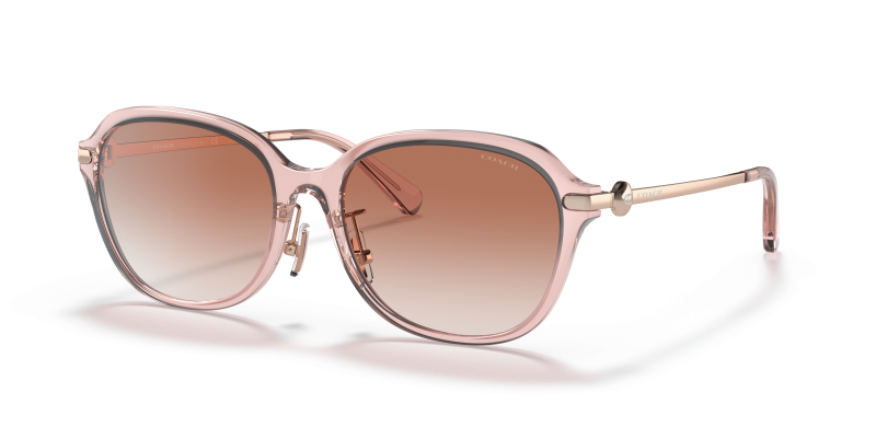 แว่นกันแดด Coach HC8332D-566613 Transparent Pink Pink Gradient แว่นกันแดด Coach HC8332D-566613 มุมเฉียง สีชมพูโปร่งใส สำหรับผู้หญิง