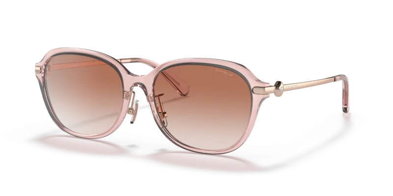 แว่นกันแดด Coach HC8332D-566613 Transparent Pink Pink Gradient แว่นกันแดด Coach HC8332D-566613 มุมเฉียง สีชมพูโปร่งใส สำหรับผู้หญิง