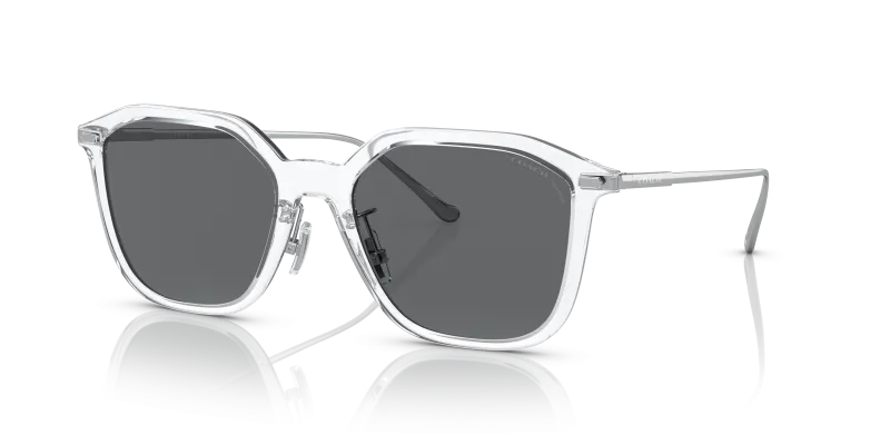 แว่นกันแดด Coach HC8355-511181 Clear Grey Solid Polarized แว่นกันแดด Coach HC8355-511181 มุมเฉียง สีใส สำหรับผู้ชาย