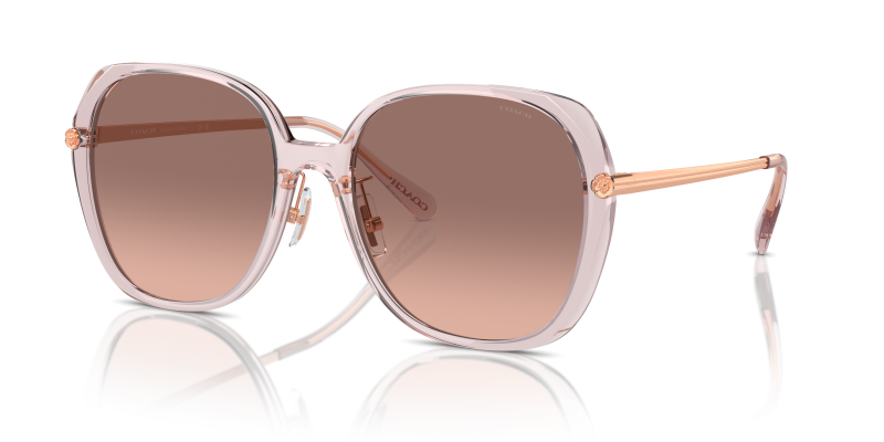แว่นกันแดด Coach HC8403D-570513 มุมเฉียง สีชมพูโปร่งใส สำหรับผู้หญิง