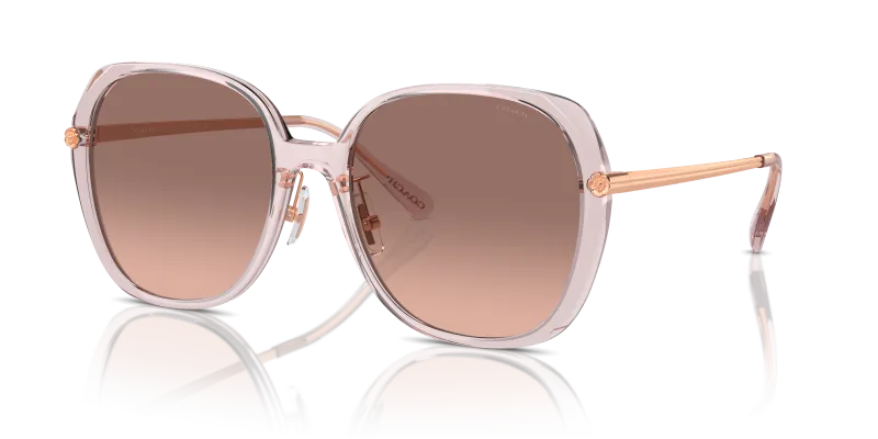 แว่นกันแดด Coach HC8403D-570513 Transparent Pink Brown Pink Gradient แว่นกันแดด Coach HC8403D-570513 มุมเฉียง สีชมพูโปร่งใส สำหรับผู้หญิง
