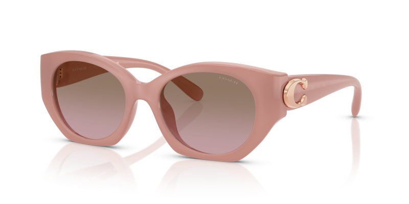 แว่นกันแดด Coach HC8407U-583914 มุมเฉียง สีเหลืองอ่อนมิลค์กี้ สำหรับผู้หญิง