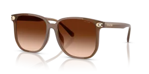 แว่นกันแดด Coach HC8413BD-580874 มุมเฉียง น้ำตาลสีขุ่น สำหรับผู้หญิง