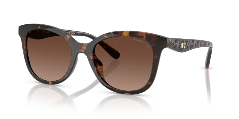 แว่นกันแดด Coach HC8419U-5120T5 Dark Tortoise Brown Gradient Polarized แว่นกันแดด Coach HC8419U-5120T5 มุมเฉียง สีลายเต่าเข้ม สำหรับผู้หญิง