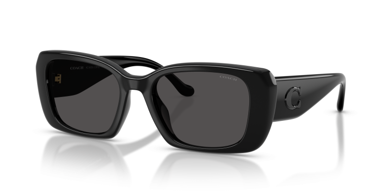 แว่นกันแดด Coach HC8435U-500287 Black Grey Solid แว่นกันแดด Coach HC8435U-500287 มุมเฉียง สีดำ สำหรับผู้หญิง