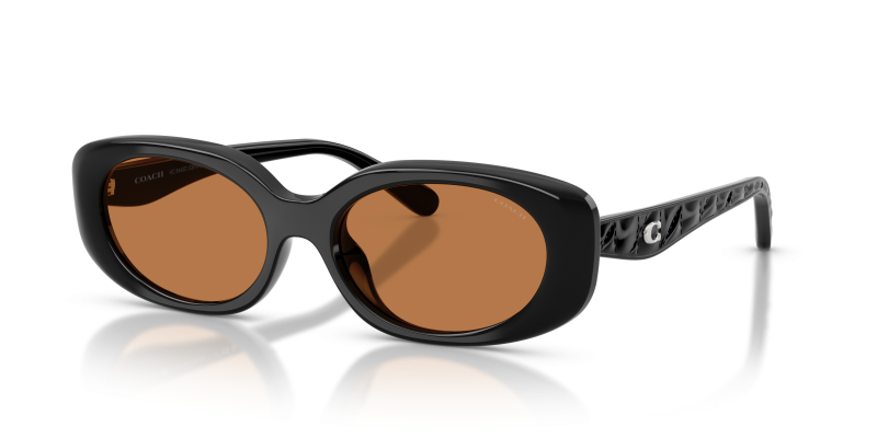 แว่นกันแดด Coach HC8443D-500273 Black Amber Solid แว่นกันแดด Coach HC8443D-500273 มุมเฉียง สีดำ สำหรับผู้หญิง