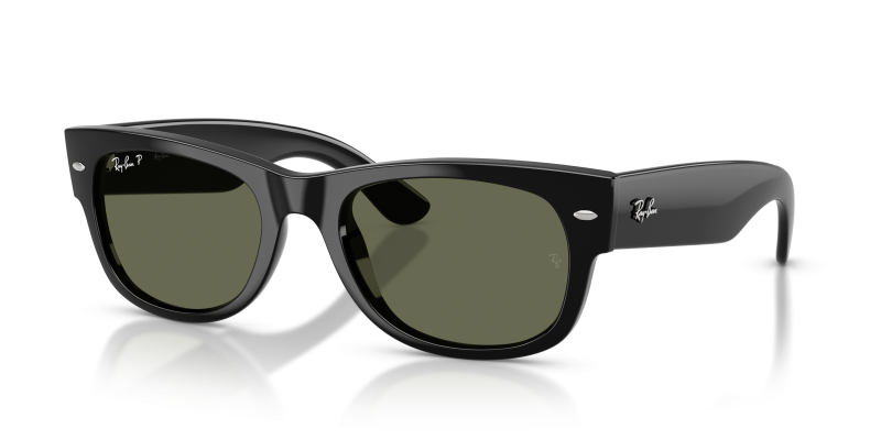 แว่นกันแดด Rayban Mega Wayfarer II RB0832SF-601/58 Black Polar Green แว่นกันแดด Rayban RB0832SF-601/58 มุมเฉียง สีดำ สำหรับผู้ใช้ทุกเพศ